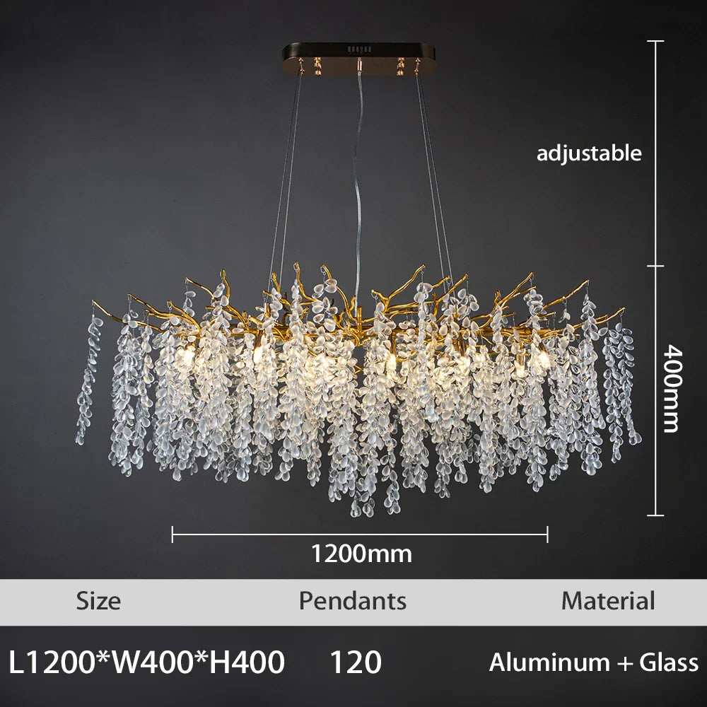 lustre à led en cristaux design moderne pour décoration intérieure