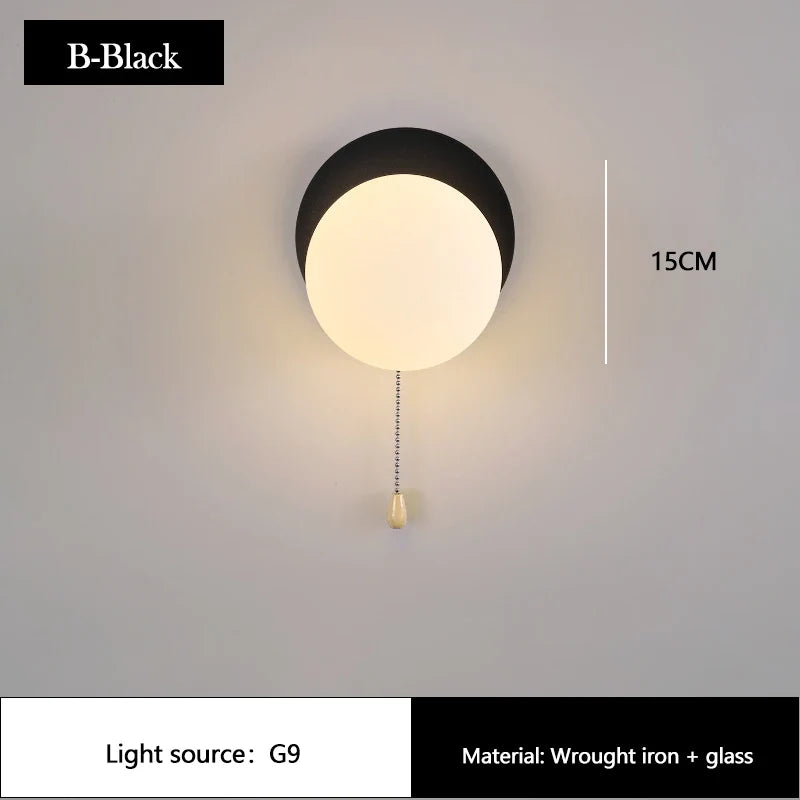 applique murale moderne à led avec interrupteur en verre pour chambre d'enfant