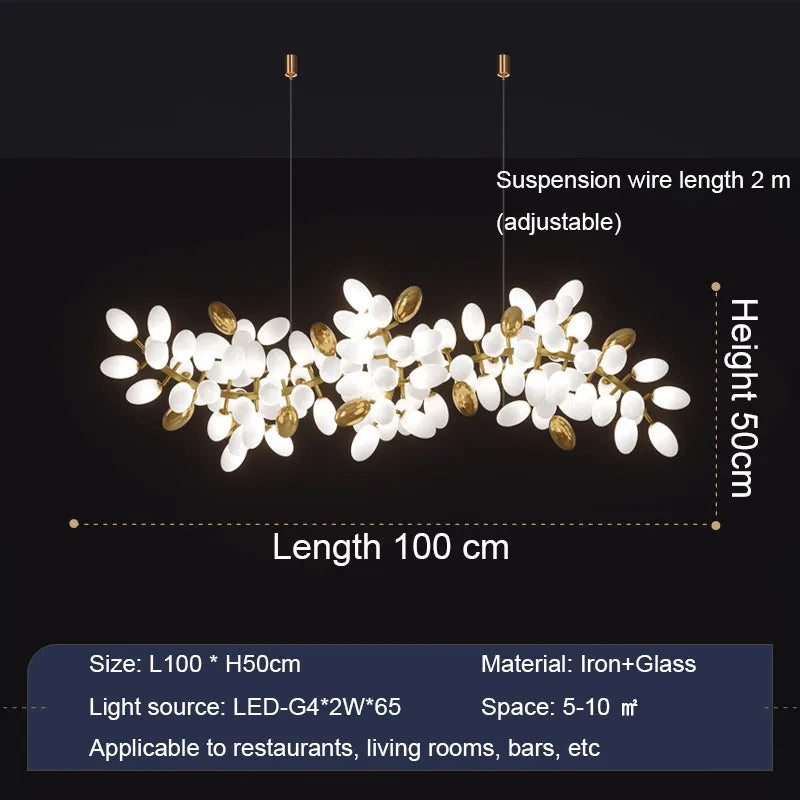 Lustre en verre blanc de luxe postmoderne