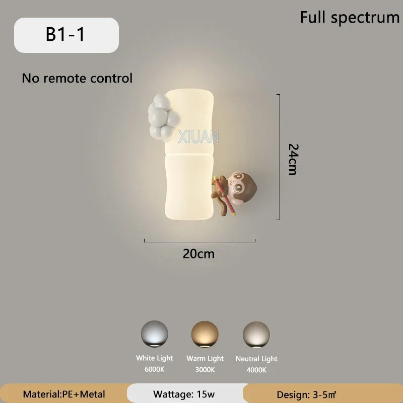 applique murale led singe panda pour enfants