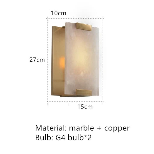 applique murale led en marbre et cuivre pour intérieur moderne