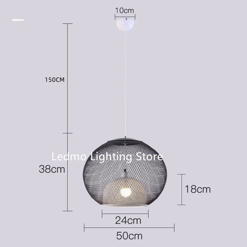 Metal Grid Pendant Lamp Nordic Designer Ceiling Chandelier Suspension Hanging Light Fixture with E27 Changeable Bulb