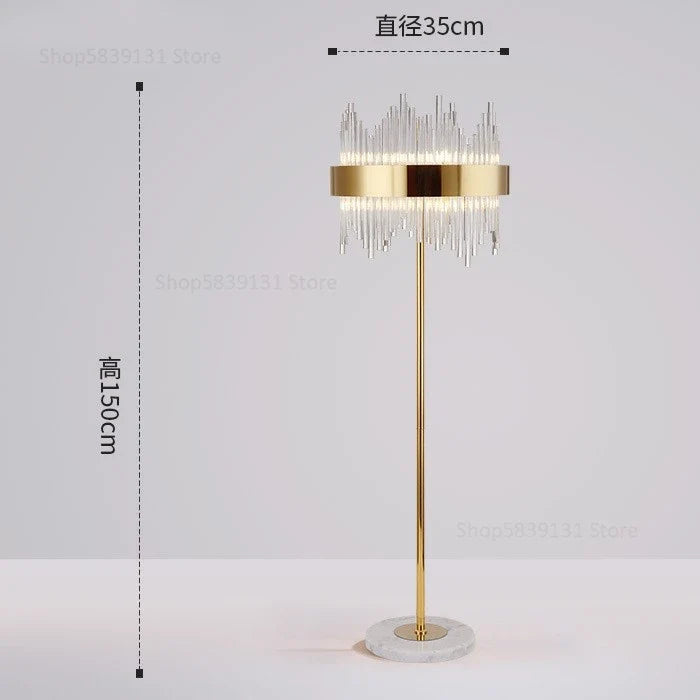lampadaire post-moderne nordique en cristal doré led luxe
