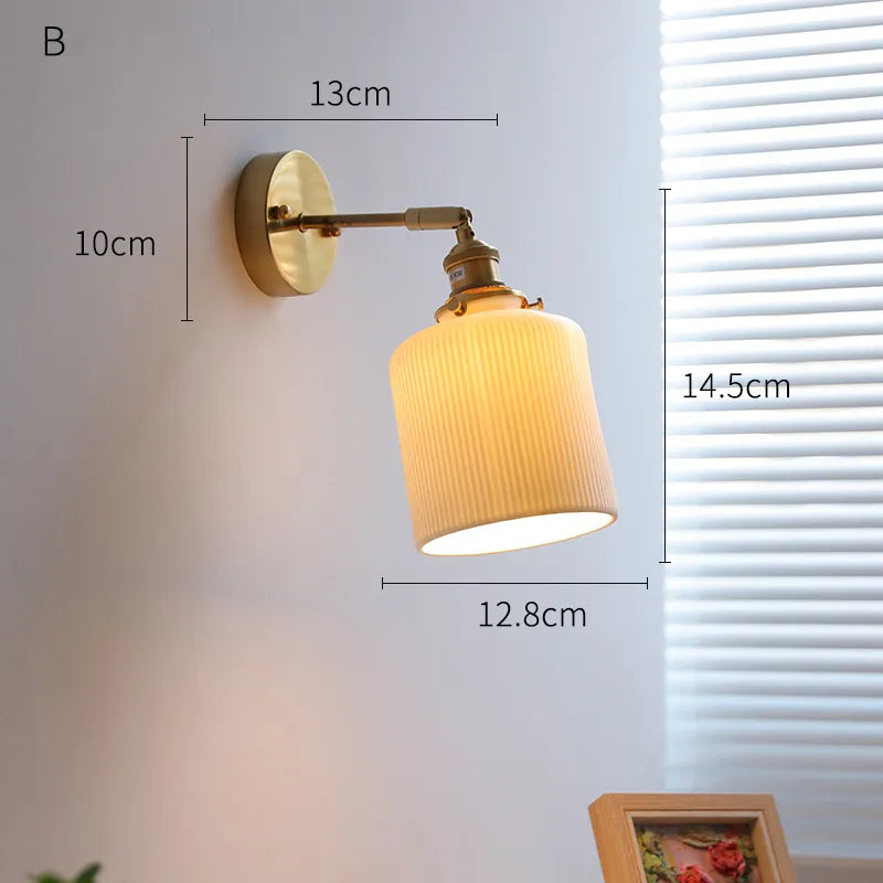 Applique LED nordique japonaise cuivre blanc