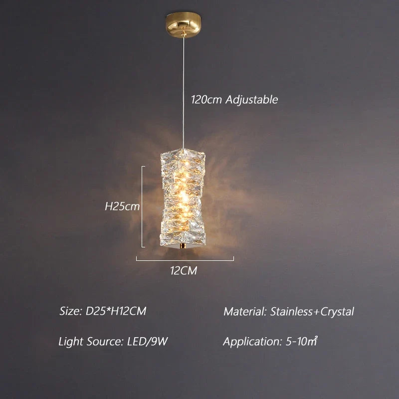 suspension nordique moderne en acier inoxydable et cristal décoratif