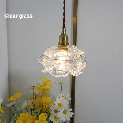 suspension rétro en verre pétales design fait main