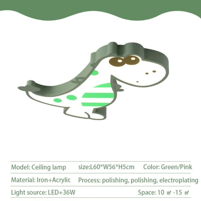 LED Ceiling Creative Cartoon Dinosaur for Children's Room Lamp, Modern Warm and Romantic Boy and Girl Bedroom Light  Lampara RC