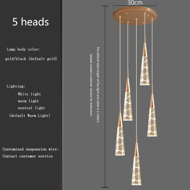 lustre moderne suspendu à branches avec longue ligne à led