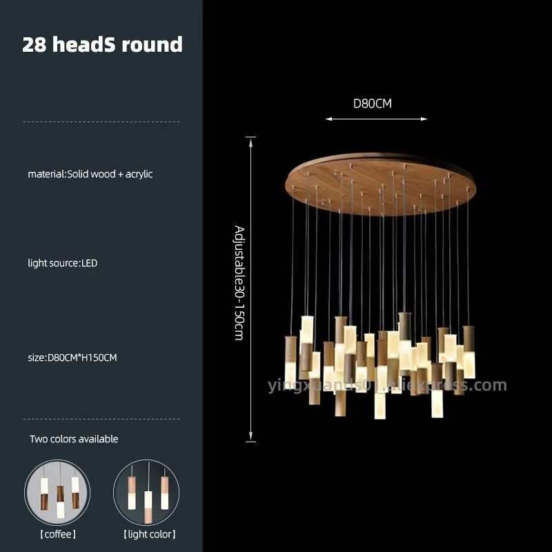 lustre en bois moderne pour éclairage intérieur design