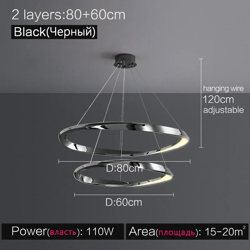 Living room lamps light luxury lamps modern minimalist atmosphere minimalist circle combination hall Italian ring chandelier
