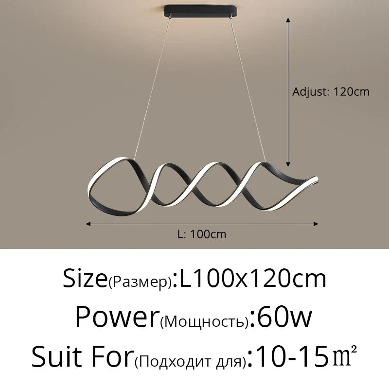 lustre nordique à led moderne atmosphérique et torsadé