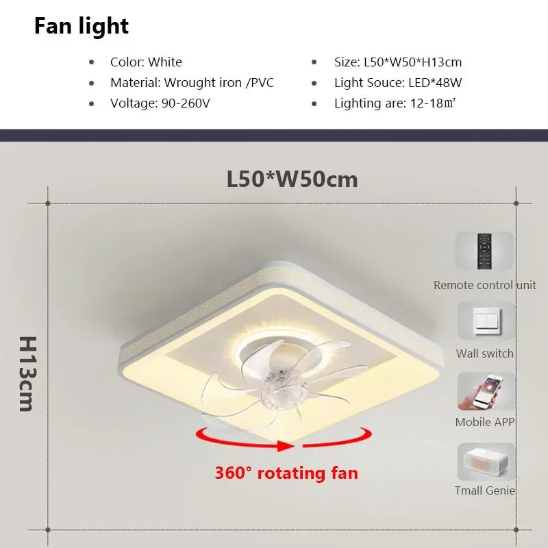 plafonnier moderne à leds avec ventilateur et télécommande