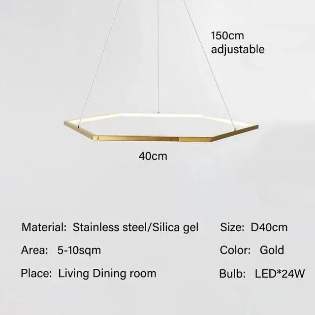 lustre hexagone led simple moderne luxe suspension