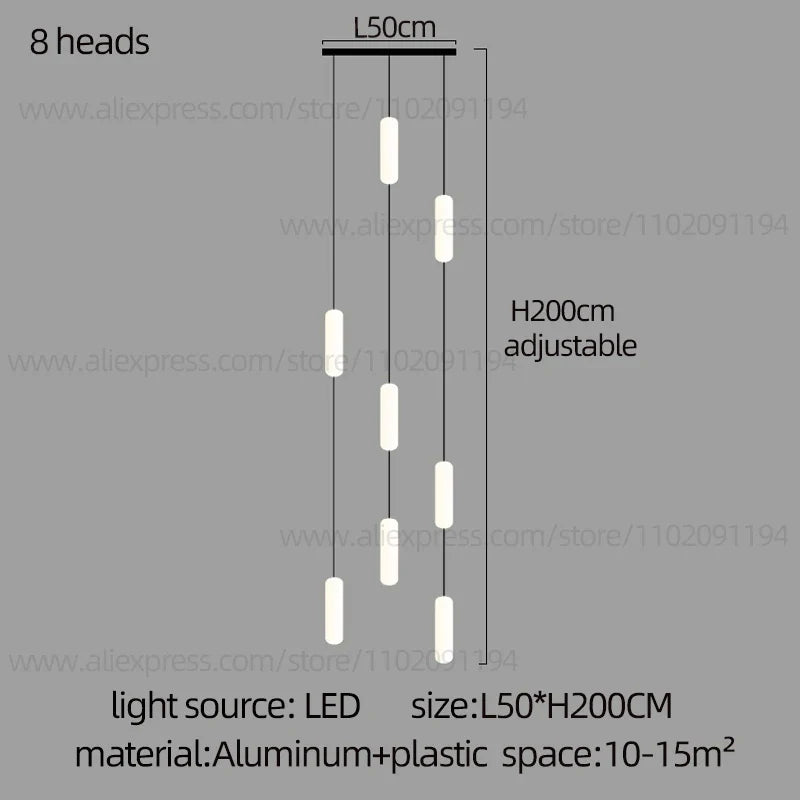lustre led nordique pour escalier duplex penthouse villa