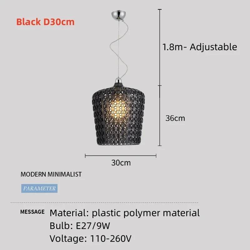 lustre italien moderne creux décoratif avec lumières led acryliques