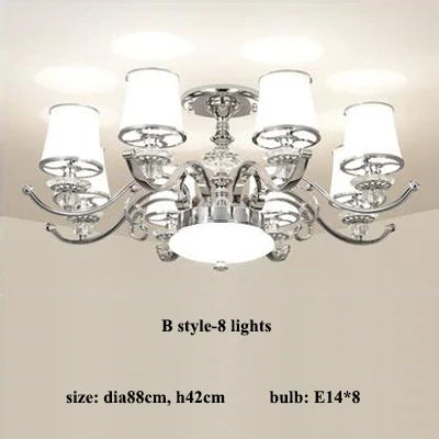 lustre chromé moderne à abat-jours blancs
