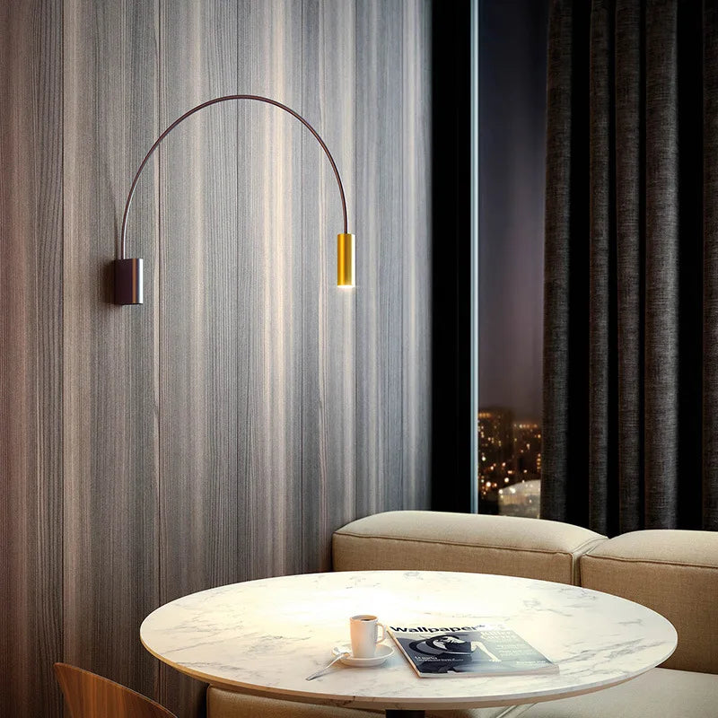 applique murale led courbée métal doré g9