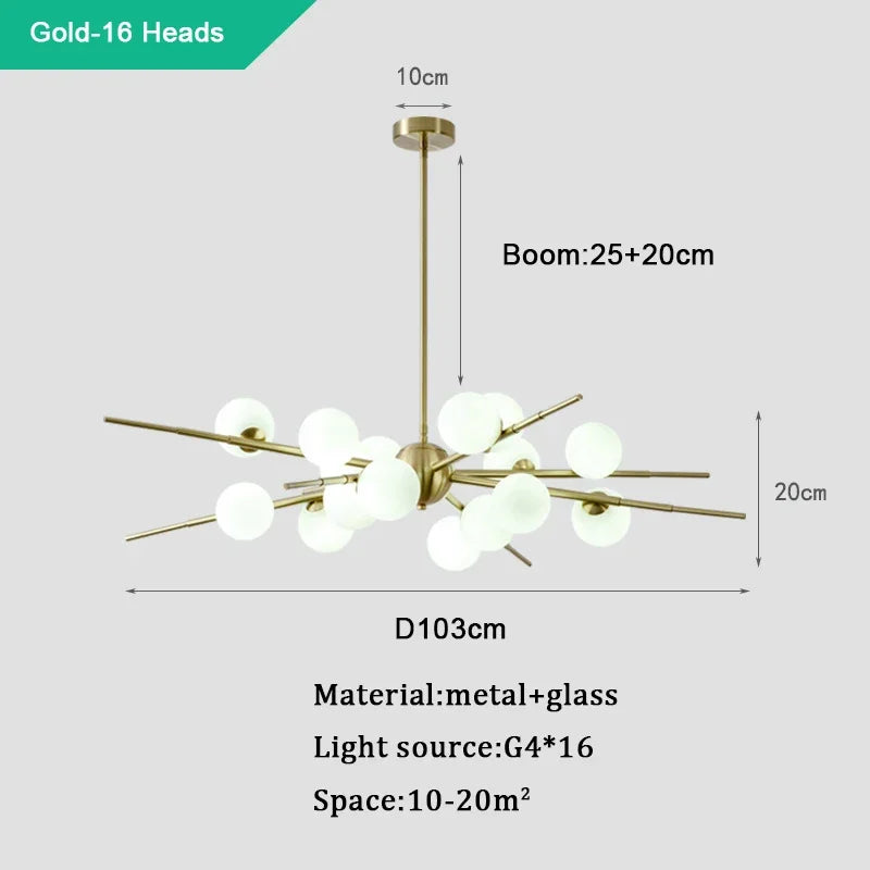 lustre moderne en verre pour éclairage intérieur design