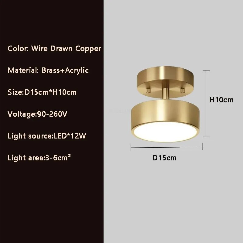 plafonnier cuivre led simple rond vestiaire