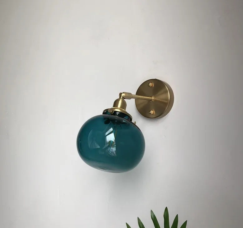 applique murale rétro en laiton et verre design élégant pour intérieur