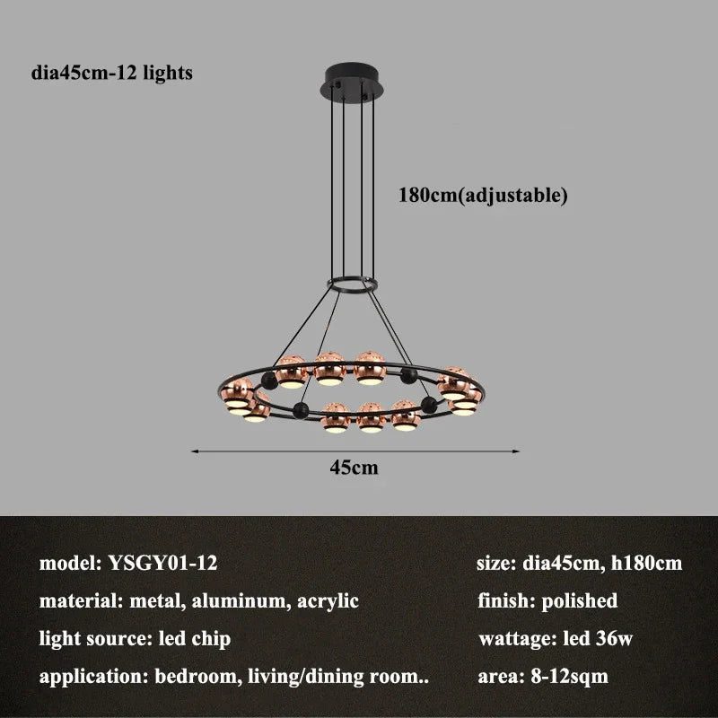 lustre LED circulaire moderne design nordique pour intérieur élégant