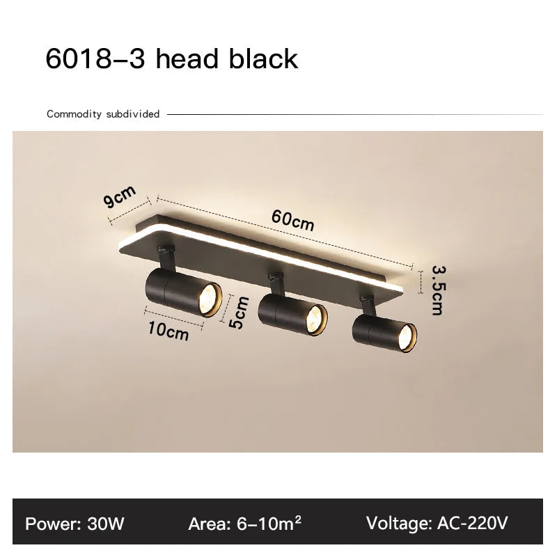 Acrylic Strip LED Chandelier With Spotlight, Used For Living Room, Bedroom, Lighting Fixtures, Kitchen Decoration, Black