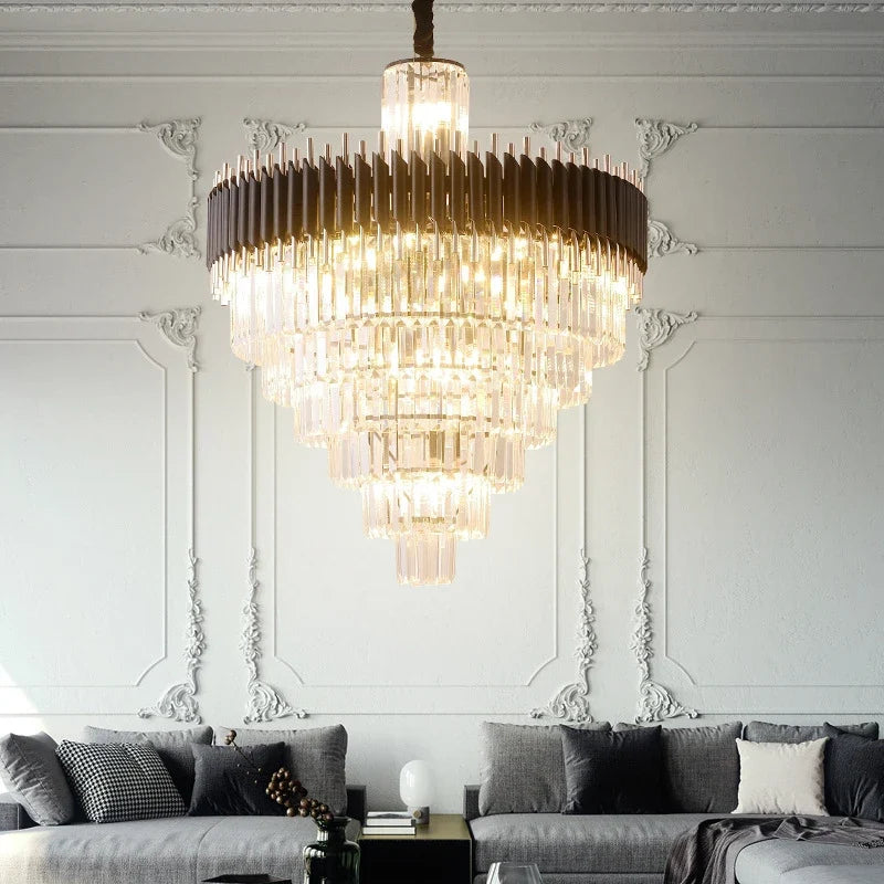 Lustre en Cristal de salon de luxe moderne Lustre en Cristal noir de haute qualité lampe en Cristal LED suspendue