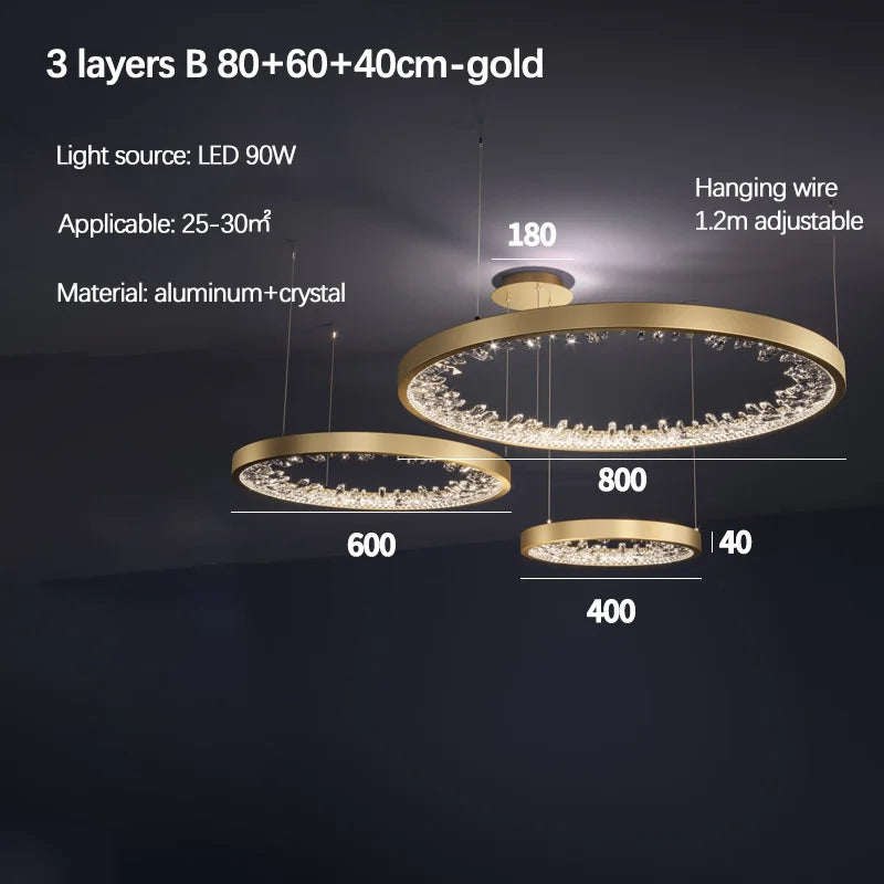 lustre en cristal design luxe avec éclairage led