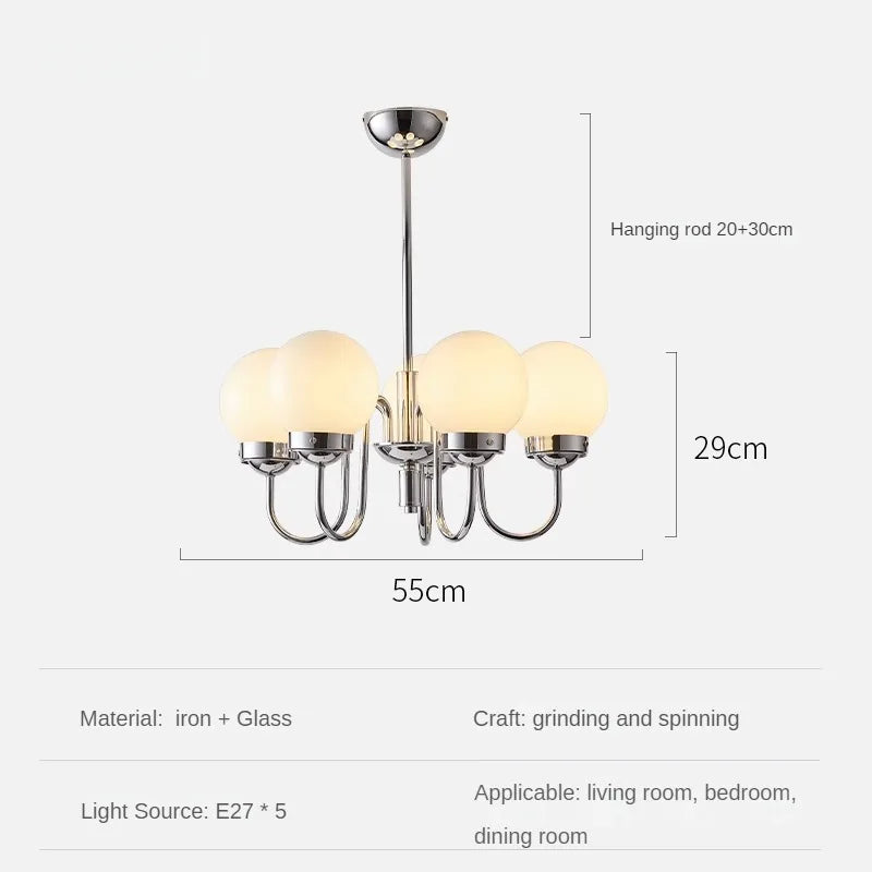suspension minimaliste en verre et fer pour intérieur médiéval
