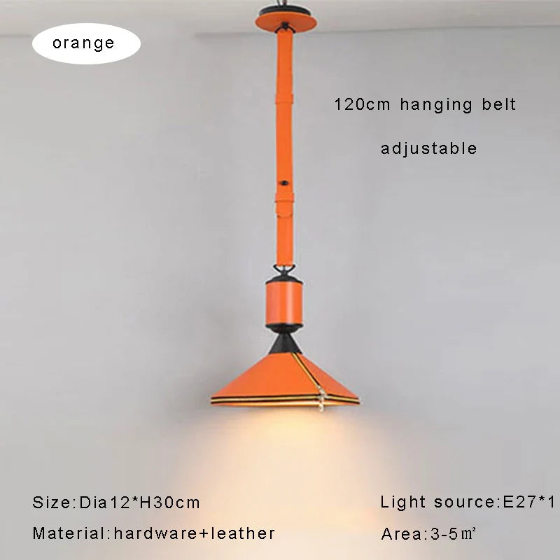 lustre led moderne avec ceinture en cuir décoration intérieure élégante
