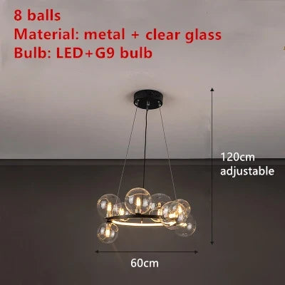lustre en métal avec boule en verre pour décoration intérieure