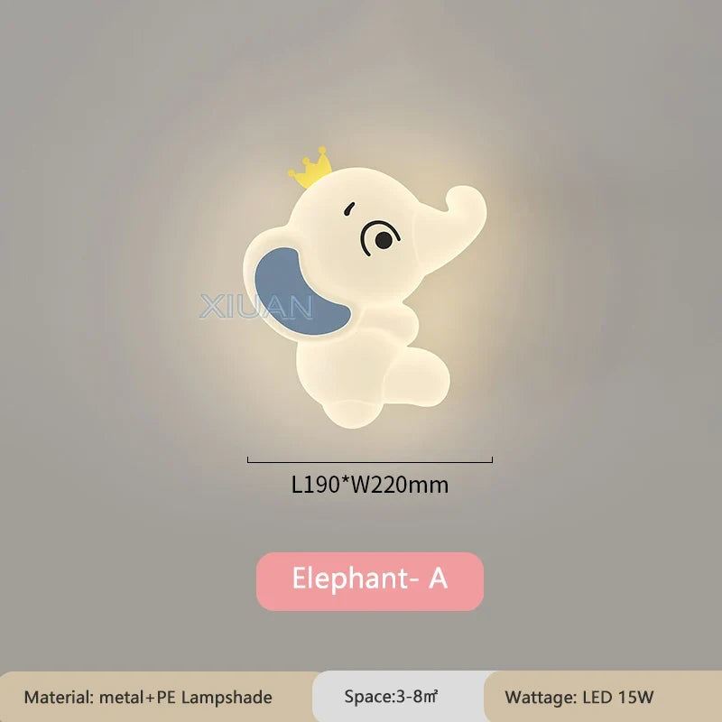 applique murale créative en forme d'éléphant pour éclairage intérieur