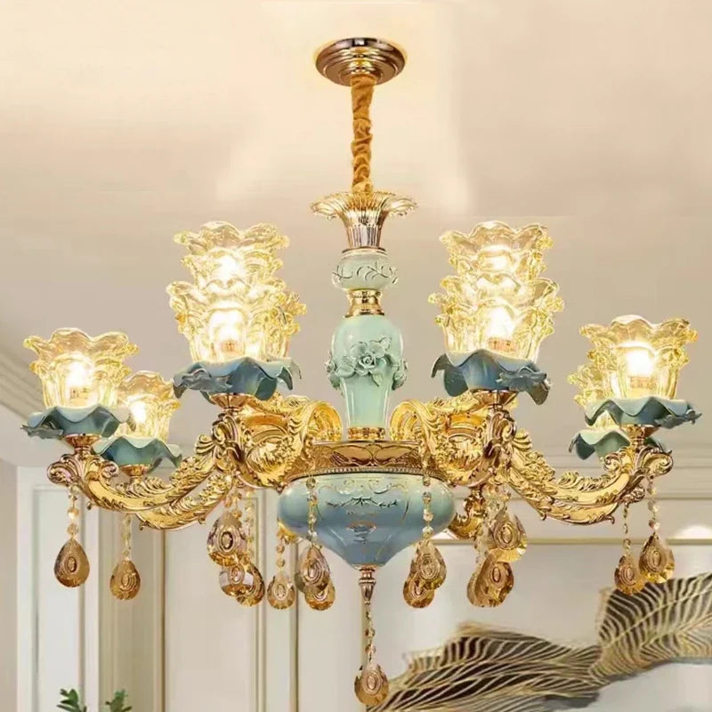 lustre rétro en céramique style européen pour intérieur