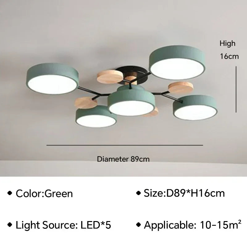 plafonnier LED en bois design nordique pour intérieur élégant