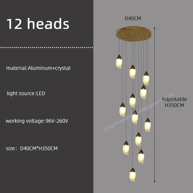 lustre en cristal design de luxe pour éclairage moderne