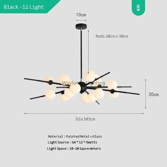 suspension LED en forme de boule de verre design moderne