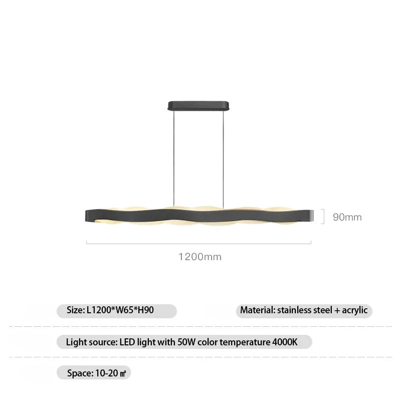 lustre moderne en acier inoxydable design vague pour décoration intérieure