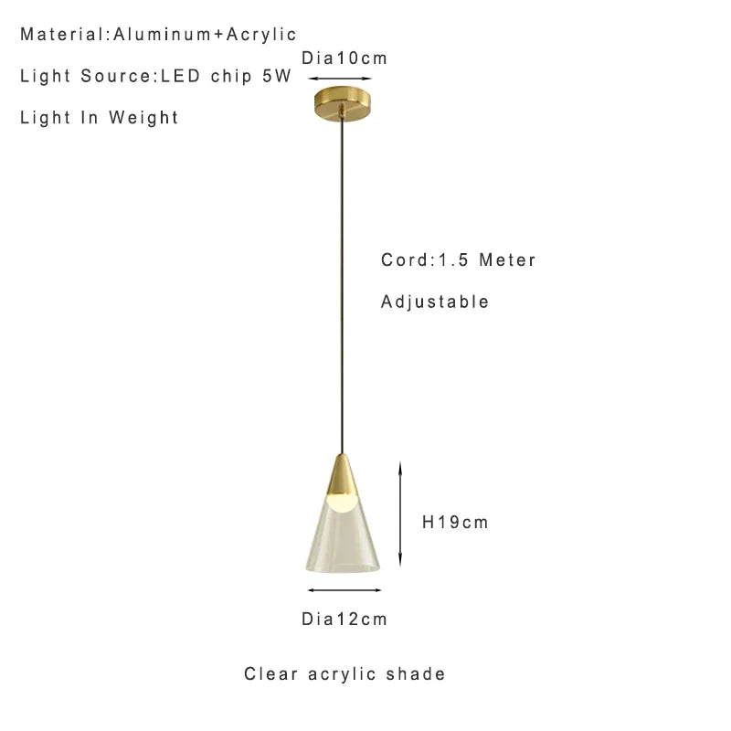 Lamp Modern Pendant Light, 1-Light Gold LED Pendant Light Fixture For Kitchen Island Bedroom Hallway Dining Room Living Room Ca