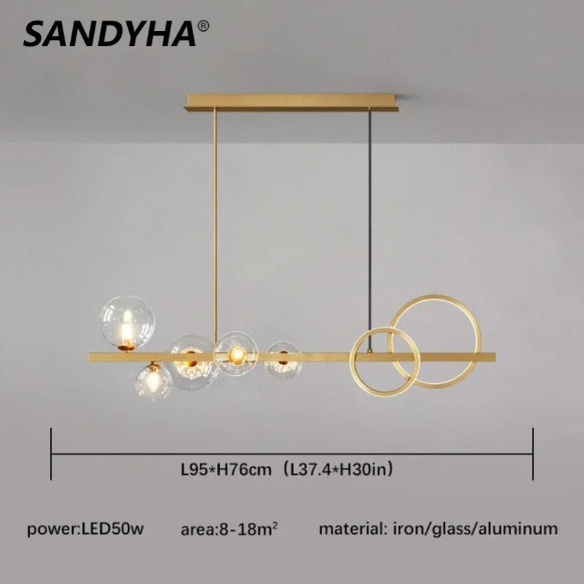 lustre moderne en verre design lumineux pour intérieur