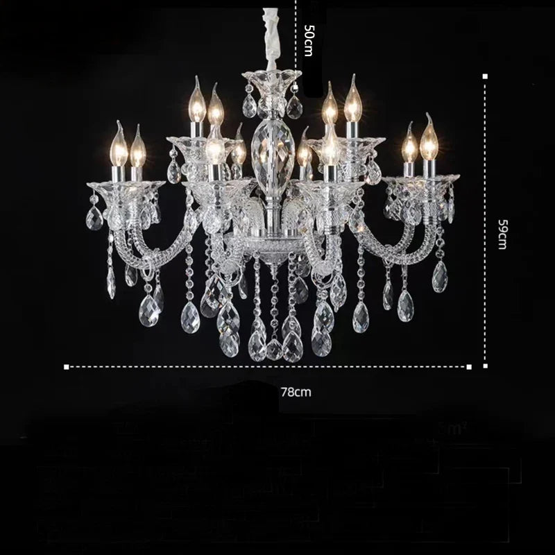 lustre moderne en verre cristal pour espace de luxe