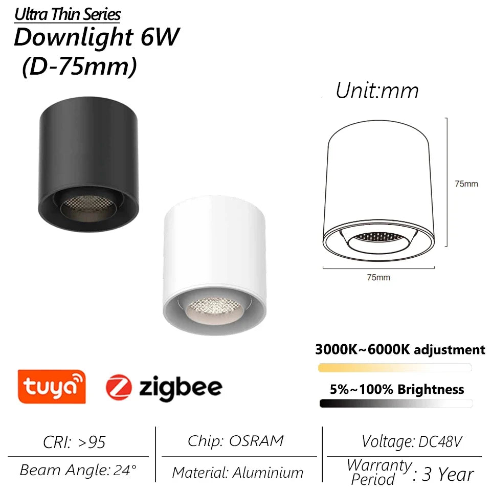 spot lumineux intelligent magnétique tuya zigbee à intensité variable