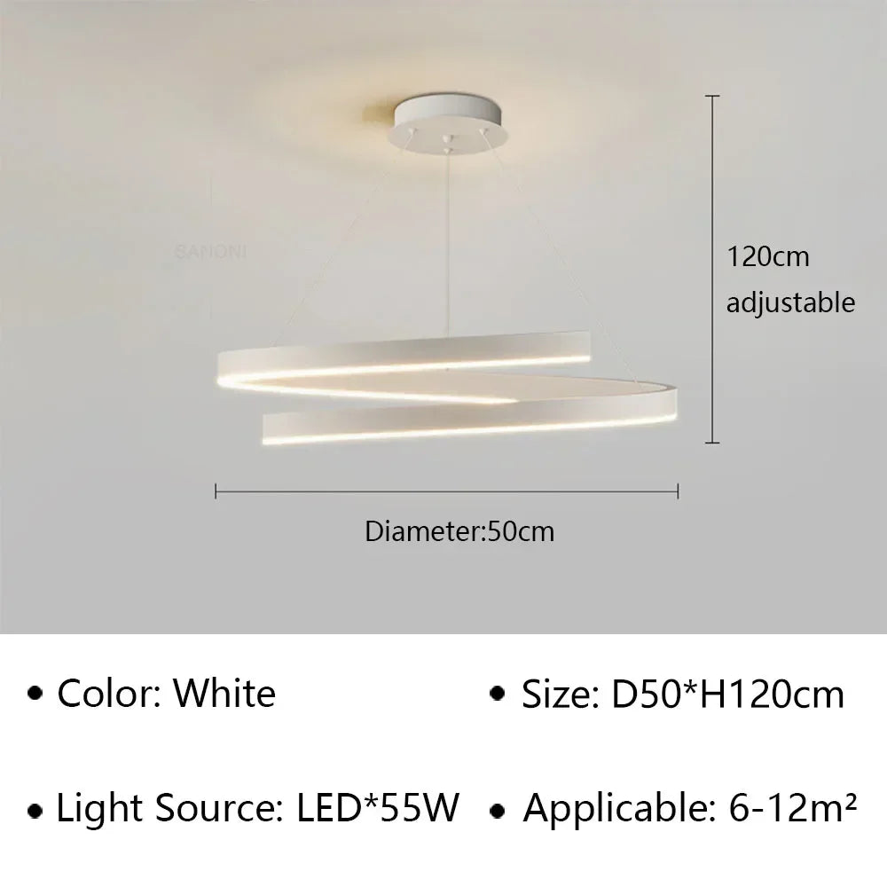 lustre moderne en spirale à LED pour décoration intérieure
