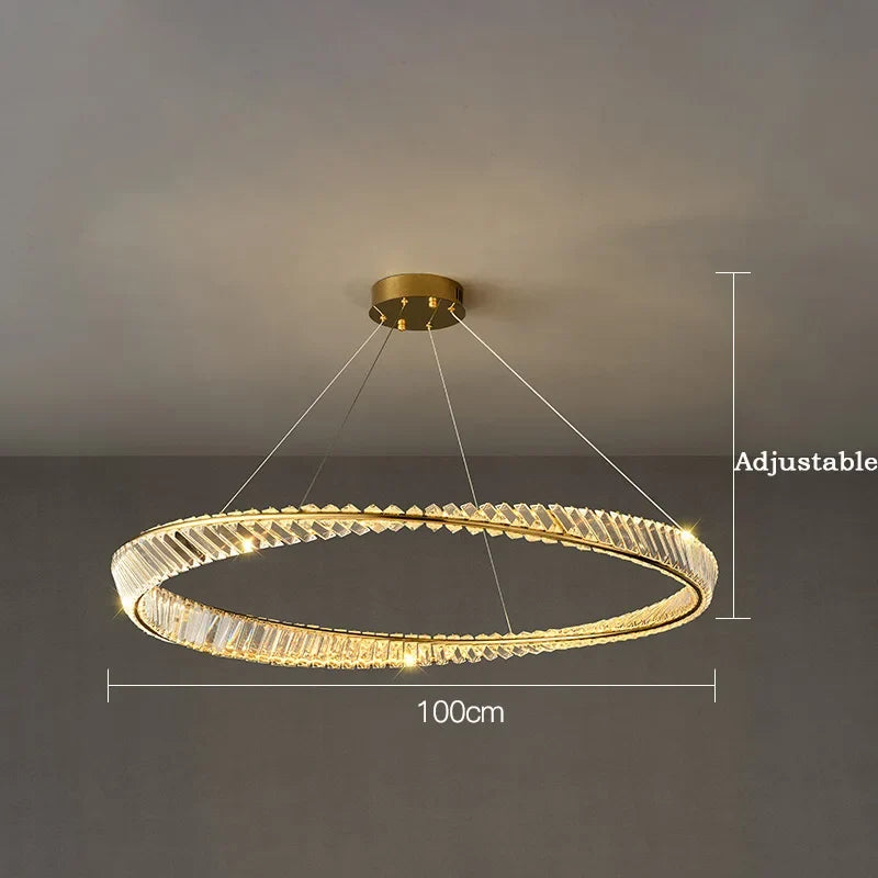 suspension moderne en aluminium et cristal led