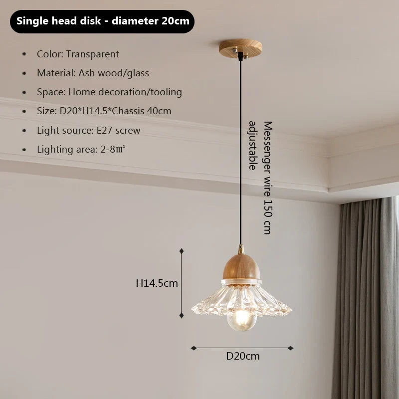 lustre nordique moderne en bois et verre led japonais