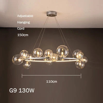suspension lustre design bulle en verre créatif moderne