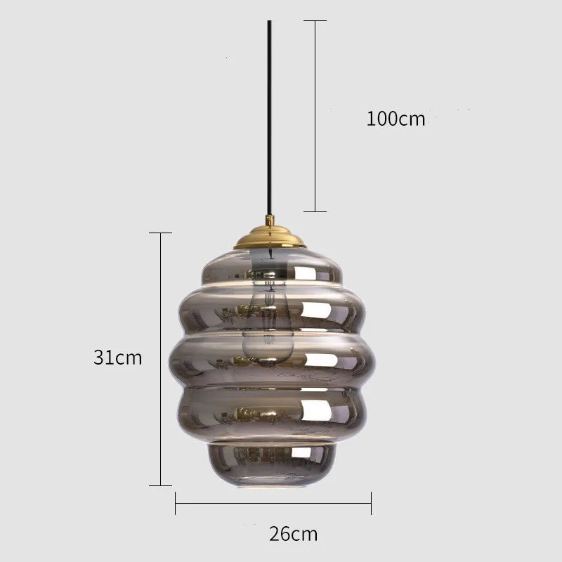 suspension moderne en verre teinté pour décoration intérieure