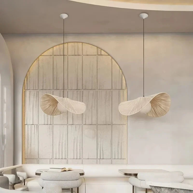 suspension japonaise en rotin style wabi sabi pour décoration moderne