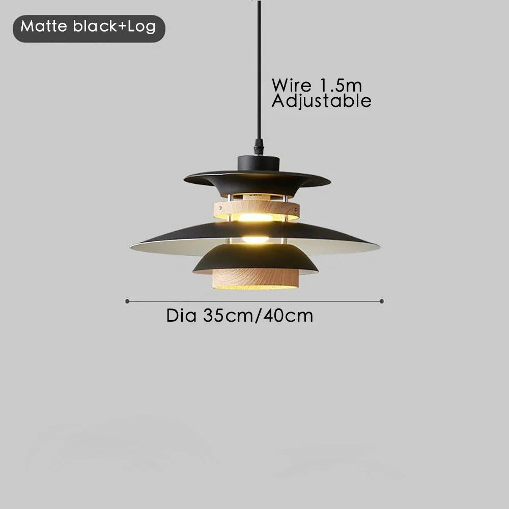 lustre design danois led rétro noyer lampe suspendue