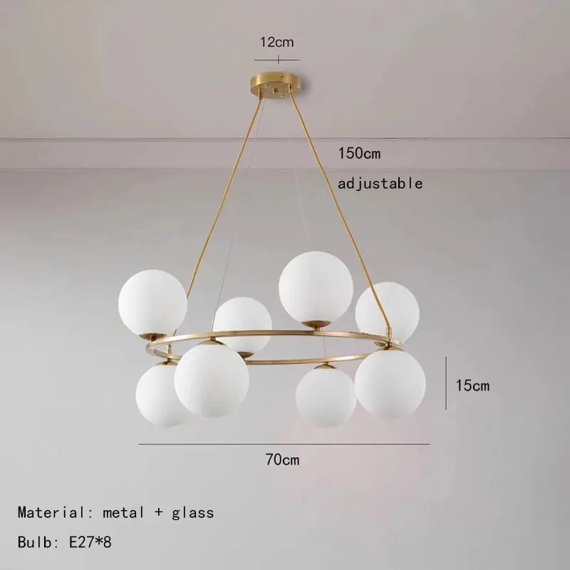 suspension en verre blanc design nordique pour intérieur décoratif