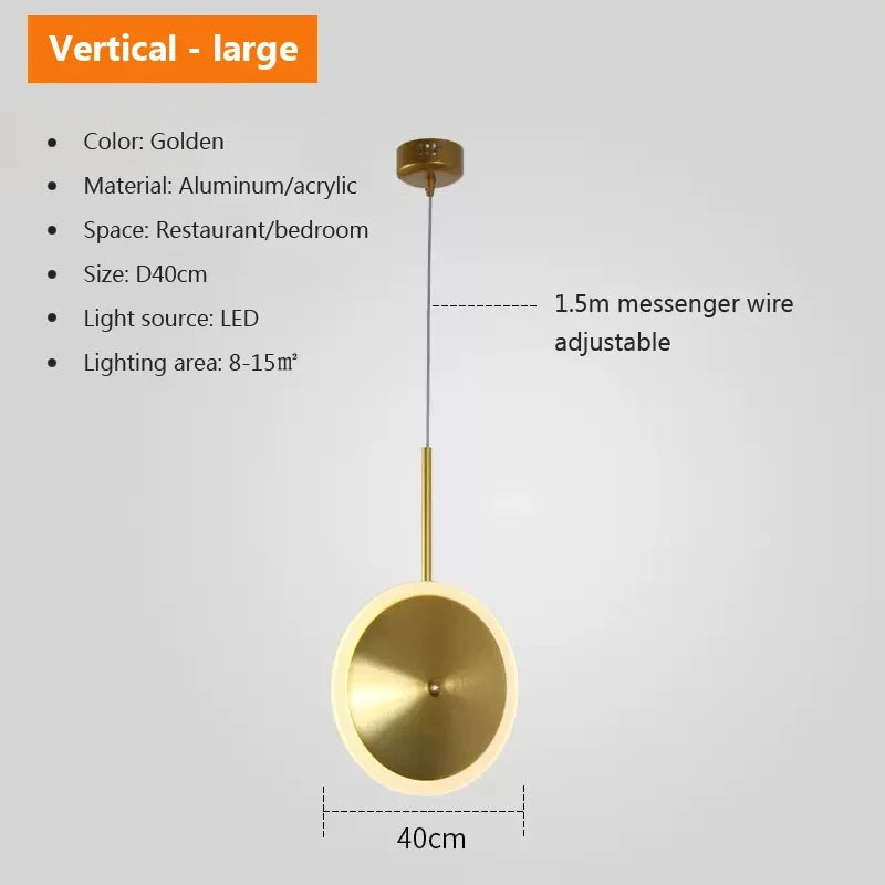 suspension LED ronde en métal design moderne fil réglable livraison artistique